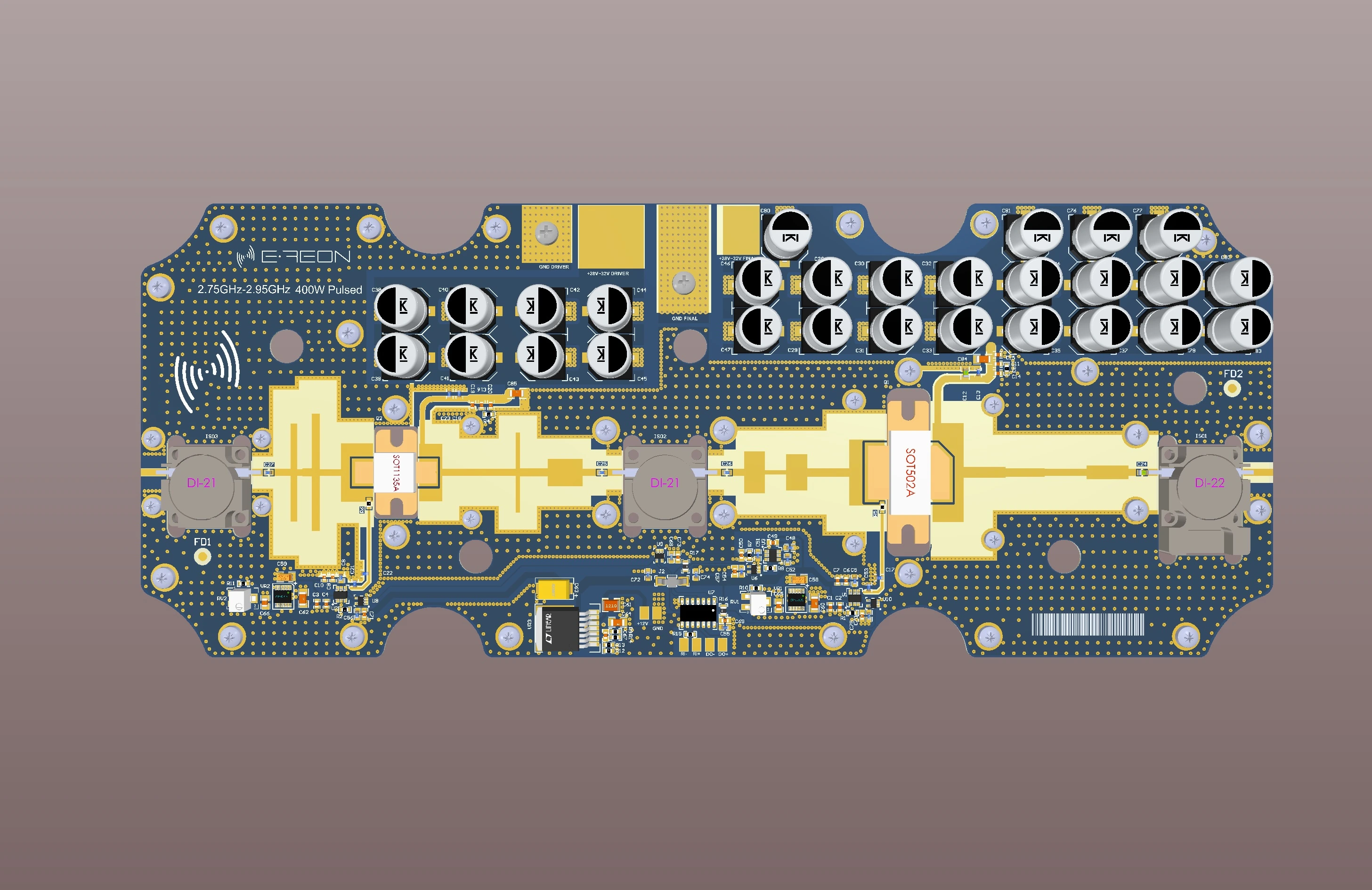 E-REON 400 watt pulsed RF power amplifier PCB design